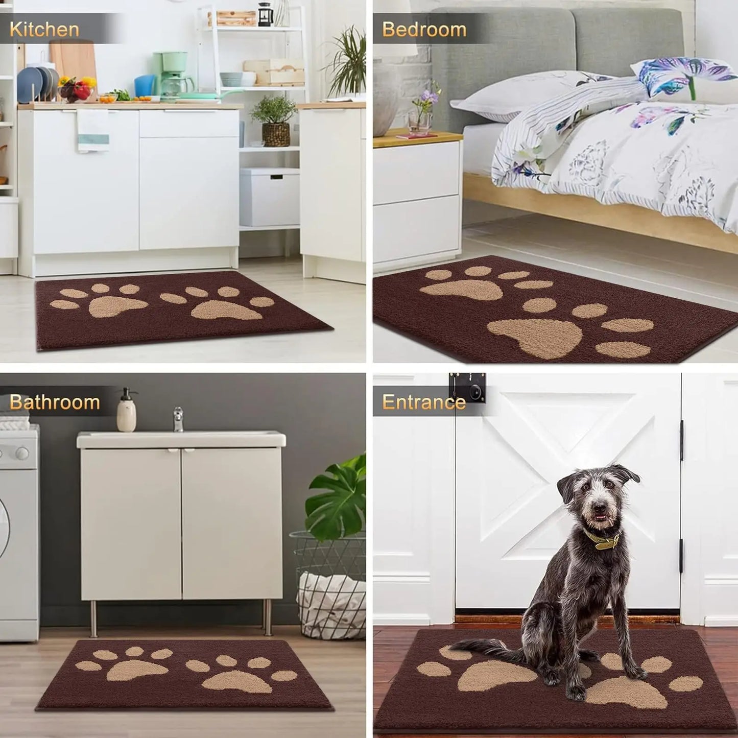 Olanly Quick Dry Chenille Mud Mat For Dogs, Dog Door Mat For Muddy Paws Absorbent Dirt Trapper Non-Slip INdoor Door Mat For Floor