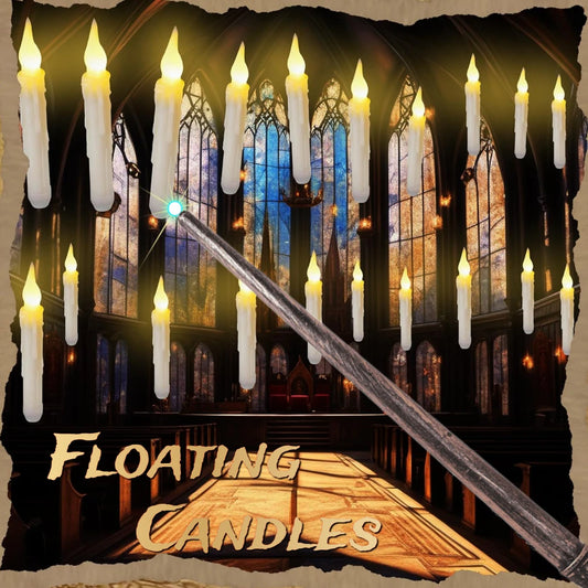 Floating Candles with Magic Wand Flickering Warm Light LED Flameless Candle Taper Candles for Christmas Halloween Party 12/48Pcs