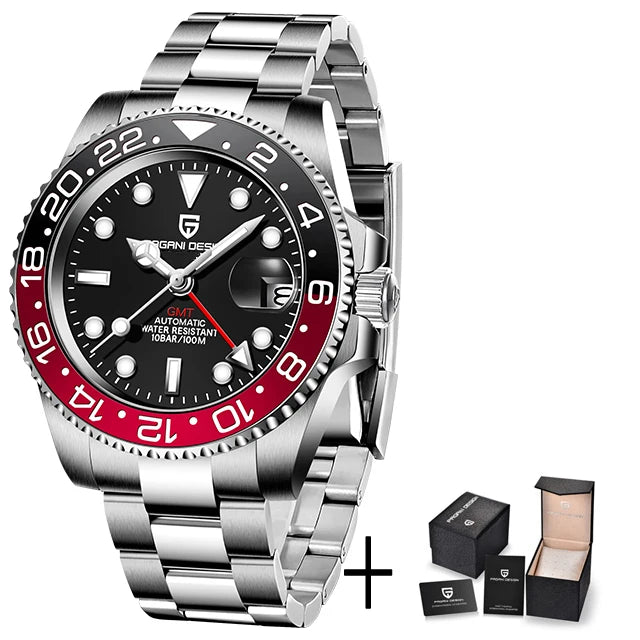 PAGANI DESIGN GMT Watches Men's Luxury Automatic Mechanical Wrist watch Sapphire Glass 40MM Stainless Steel Waterproof Watch