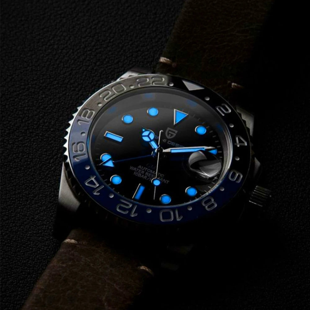 PAGANI DESIGN GMT Watches Men's Luxury Automatic Mechanical Wrist watch Sapphire Glass 40MM Stainless Steel Waterproof Watch
