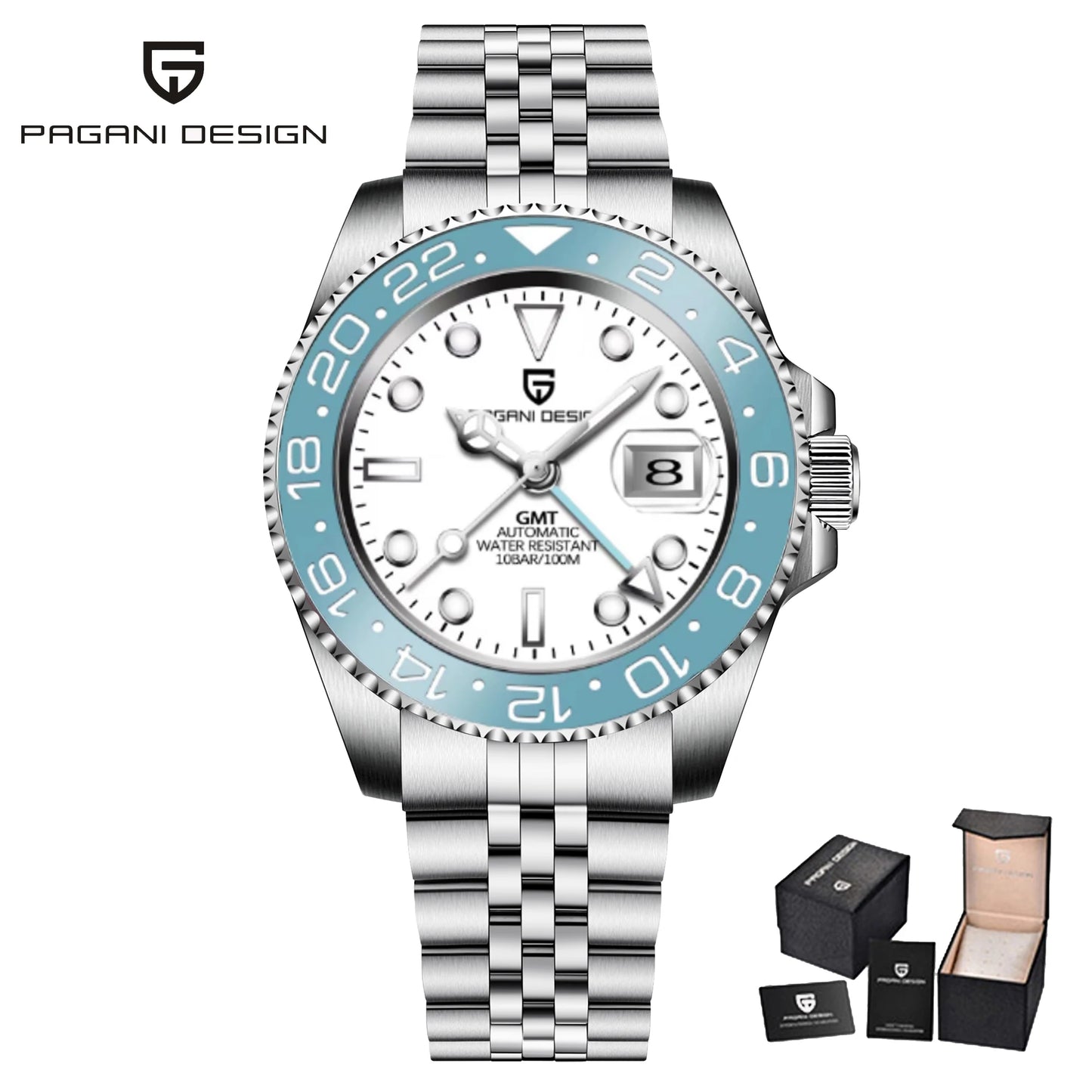 PAGANI DESIGN GMT Watches Men's Luxury Automatic Mechanical Wrist watch Sapphire Glass 40MM Stainless Steel Waterproof Watch