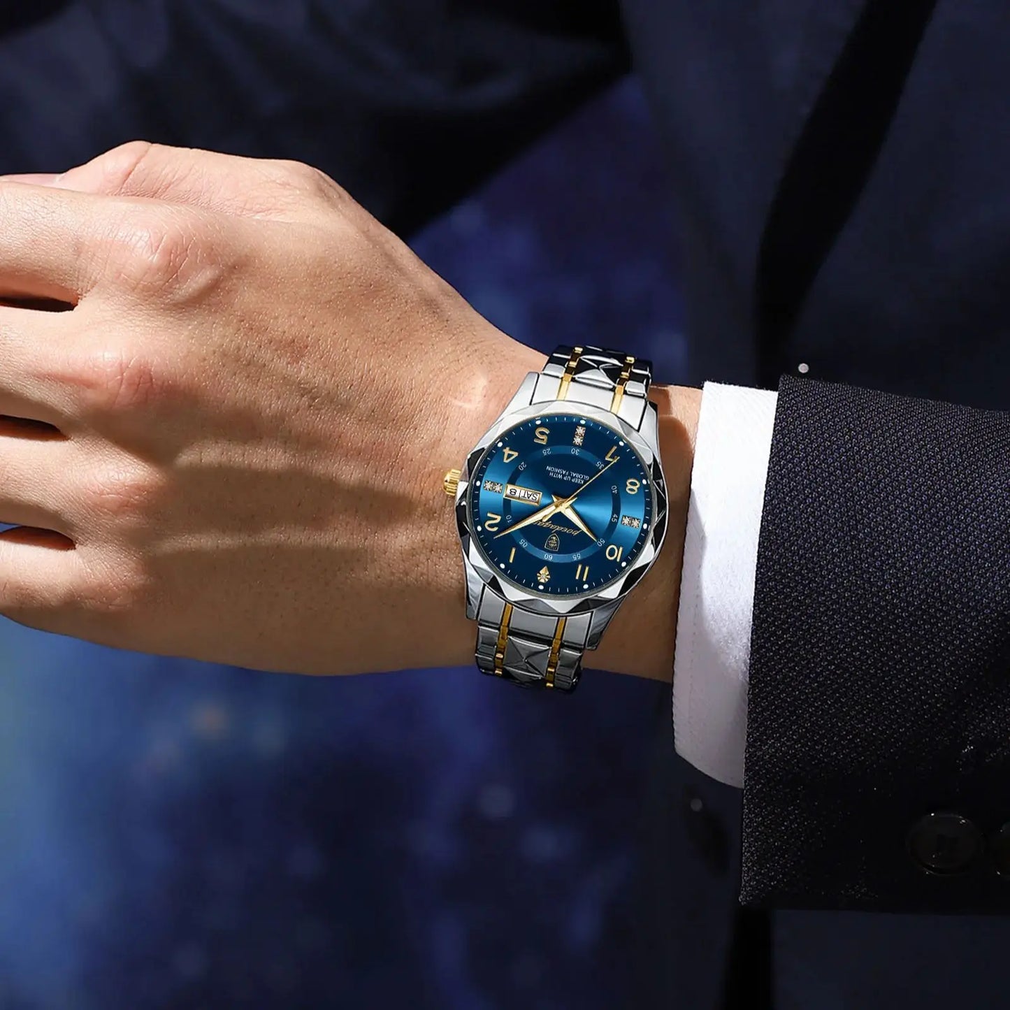 POEDAGAR Luxury Men Quartz Watch Waterproof Date Week Luminous Wrist watch Stainless Steel Men's Watches Male Clock Sports Reloj