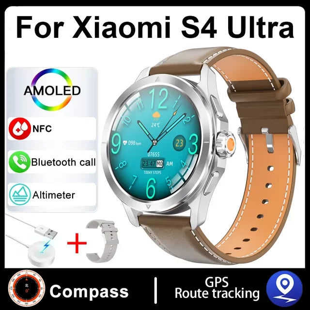 S4 Ultra For Xiaomi Smart Bracelet Men Watch AMOLED HD Screen Bluetooth Call GPS Trajectory NFC Heart Rate Compass Smart Watches