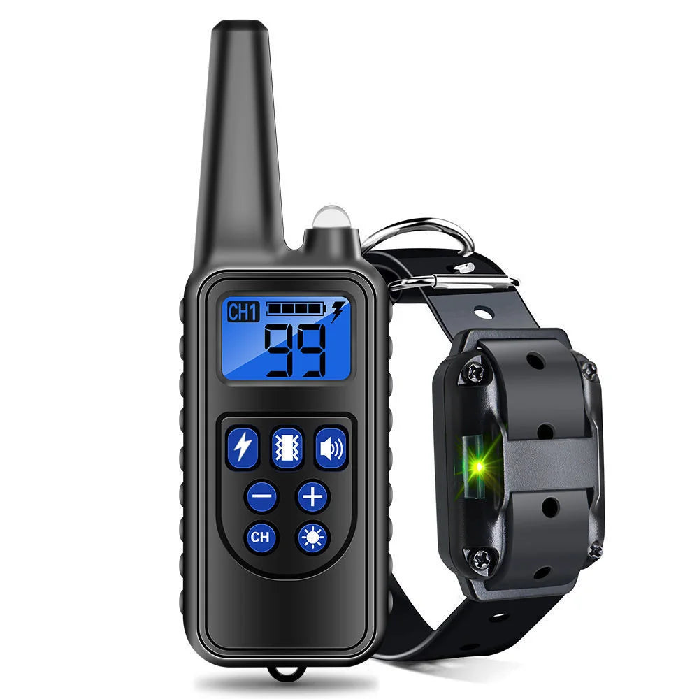 Dog Electric Training Collar Rechargeable Anti Barking Shock Vibration Collar Waterproof Trainer for All Dogs Pet with Clicker