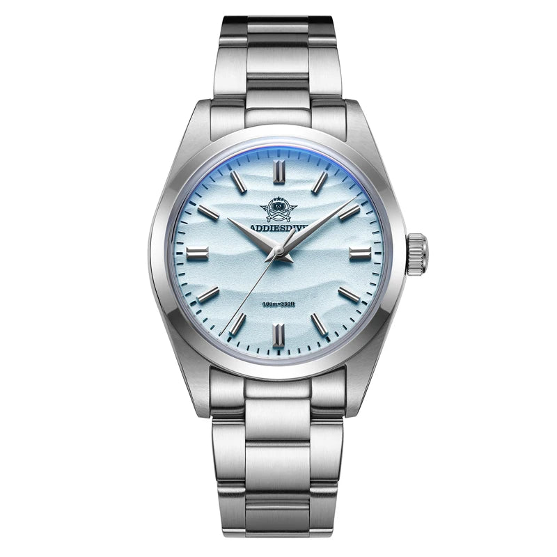 ADDIESDIVE Men's Watch Sand Dial 36mm Quartz Watch 100m Waterproof 316L Stainless Steel AR Coated Dome Glass Wrist Watch for Men