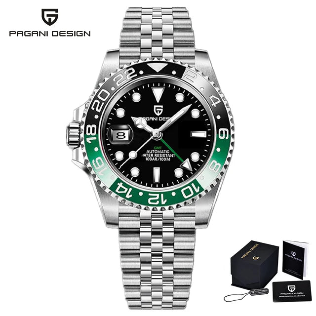 PAGANI DESIGN GMT Watches Men's Luxury Automatic Mechanical Wrist watch Sapphire Glass 40MM Stainless Steel Waterproof Watch