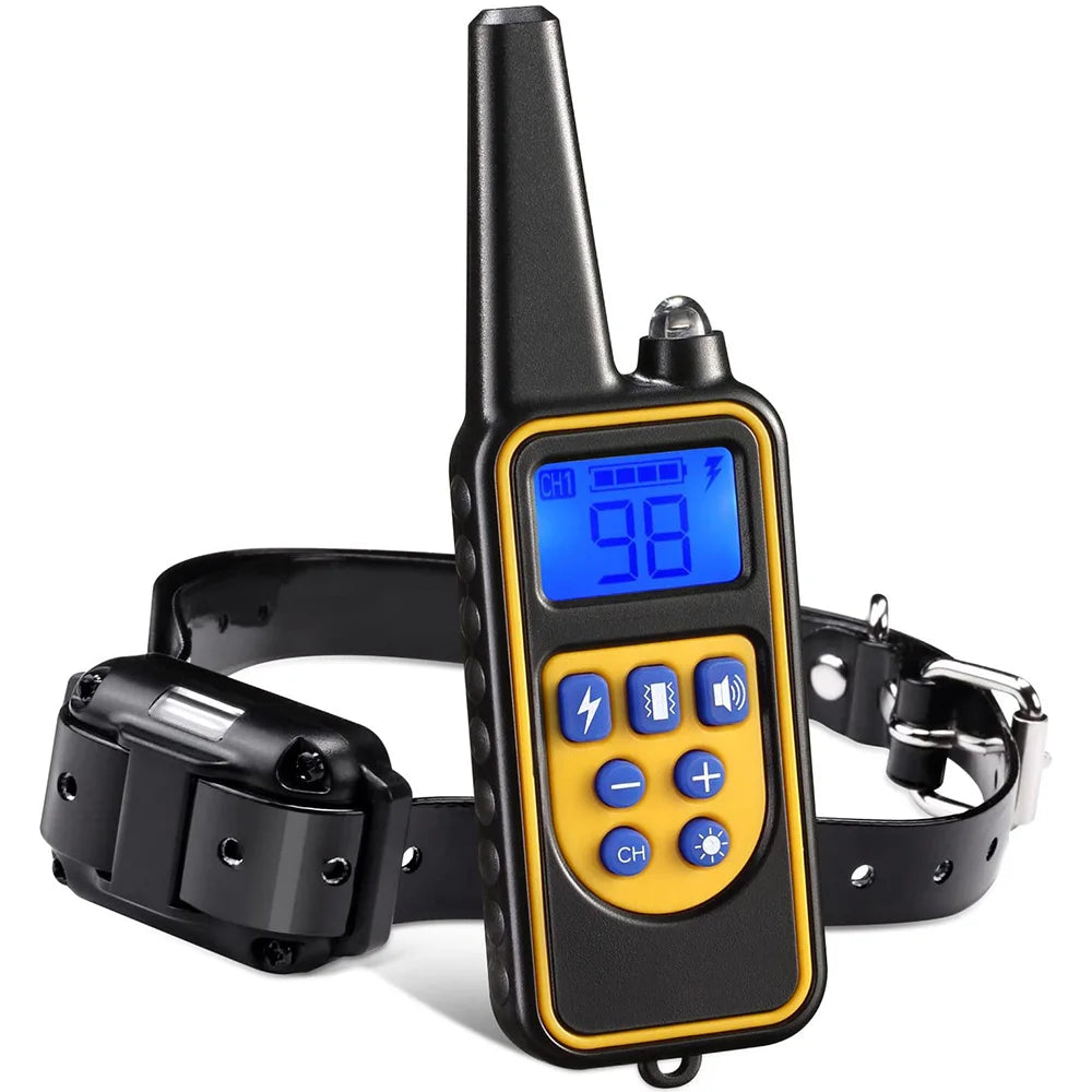 Dog Electric Training Collar Rechargeable Anti Barking Shock Vibration Collar Waterproof Trainer for All Dogs Pet with Clicker