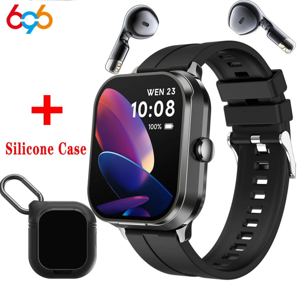 2025 New 2 In 1 TWS Headset BT Call Smart Watch NFC Smartwatch Sport Fitness Waterpoof Heart Rate Music PlayingWeather Headphone