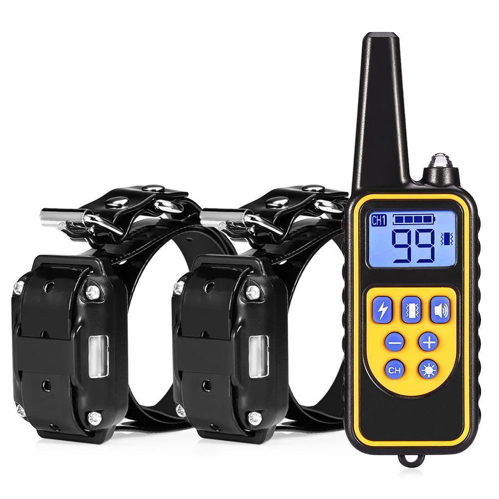 Dog Electric Training Collar Rechargeable Anti Barking Shock Vibration Collar Waterproof Trainer for All Dogs Pet with Clicker