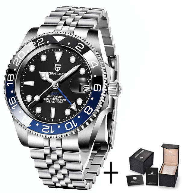 PAGANI DESIGN GMT Watches Men's Luxury Automatic Mechanical Wrist watch Sapphire Glass 40MM Stainless Steel Waterproof Watch
