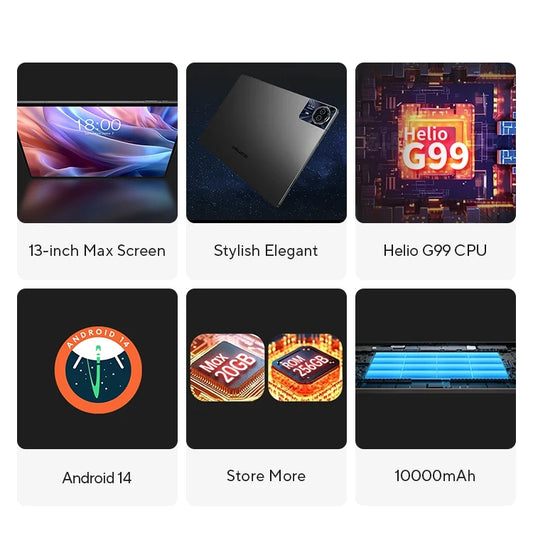 【World Premiere】Teclast T65 Max 13" HD Display Android 14 Tablet MediaTek G99 8GB RAM 256GB ROM 10000mAh Battery Widevine L1