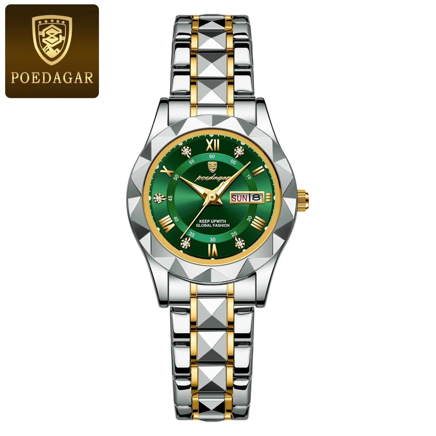 POEDAGAR Luxury Ladies Dress Watch Luminous Waterproof Week Date Woman Wrist watch Stainless Steel Women Quartz Watches reloj+box