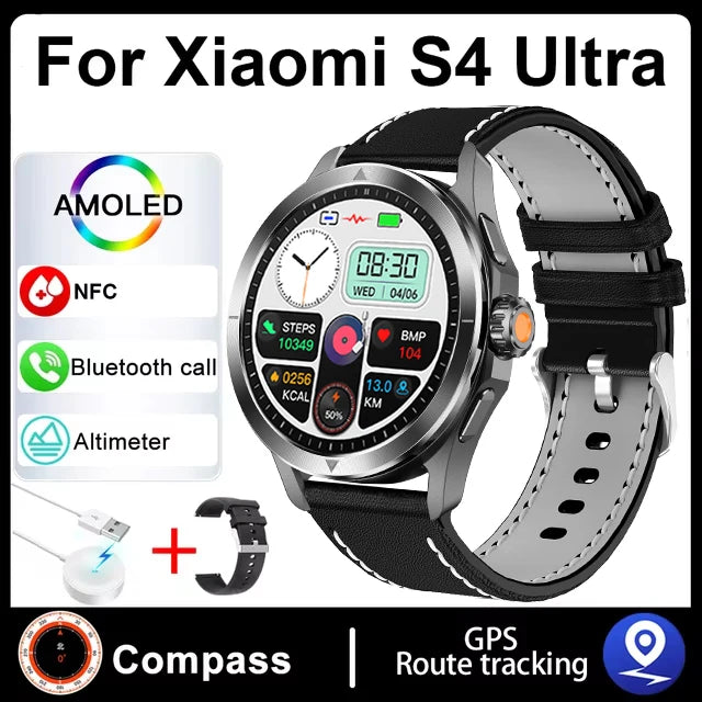 S4 Ultra For Xiaomi Smart Bracelet Men Watch AMOLED HD Screen Bluetooth Call GPS Trajectory NFC Heart Rate Compass Smart Watches