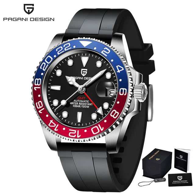 PAGANI DESIGN GMT Watches Men's Luxury Automatic Mechanical Wrist watch Sapphire Glass 40MM Stainless Steel Waterproof Watch