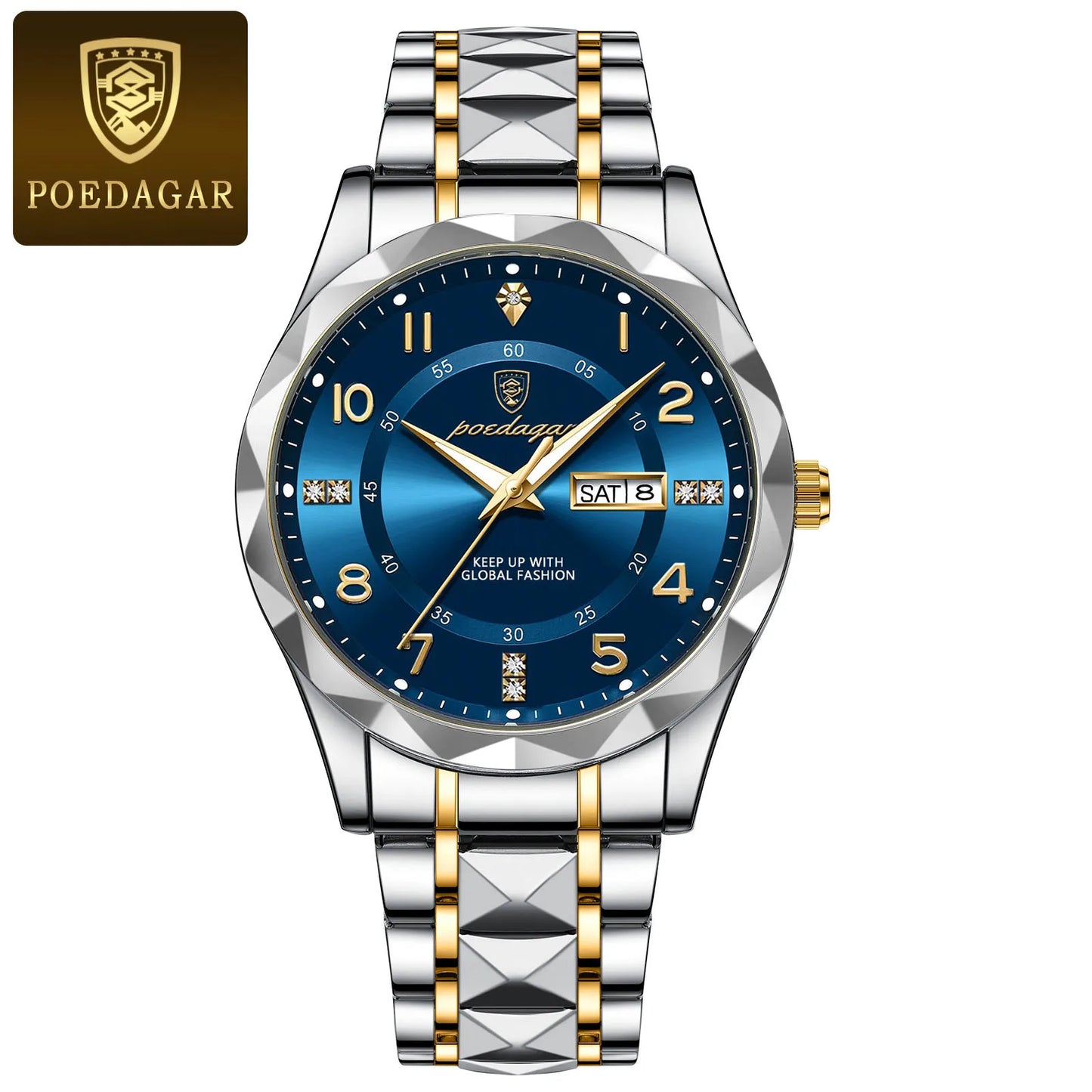 POEDAGAR Luxury Men Quartz Watch Waterproof Date Week Luminous Wrist watch Stainless Steel Men's Watches Male Clock Sports Reloj