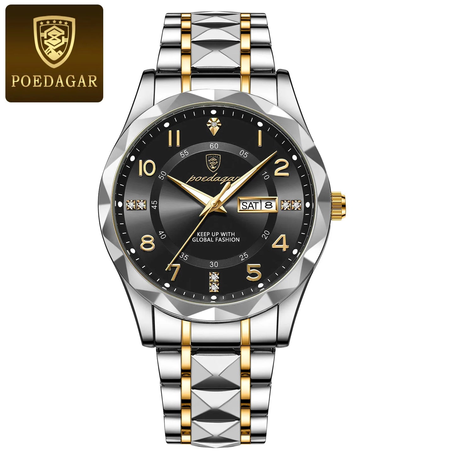 POEDAGAR Luxury Men Quartz Watch Waterproof Date Week Luminous Wrist watch Stainless Steel Men's Watches Male Clock Sports Reloj