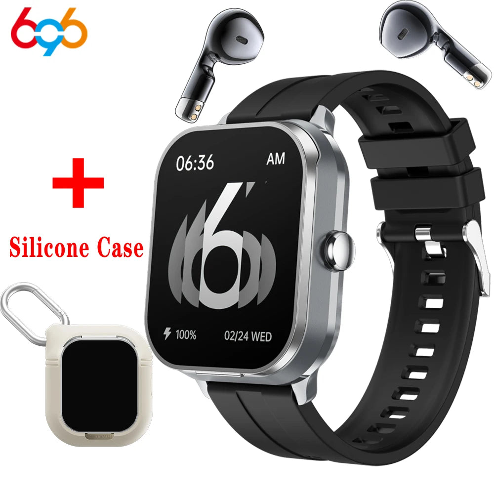 2025 New 2 In 1 TWS Headset BT Call Smart Watch NFC Smartwatch Sport Fitness Waterpoof Heart Rate Music PlayingWeather Headphone