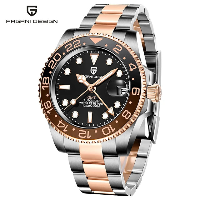 PAGANI DESIGN GMT Watches Men's Luxury Automatic Mechanical Wrist watch Sapphire Glass 40MM Stainless Steel Waterproof Watch