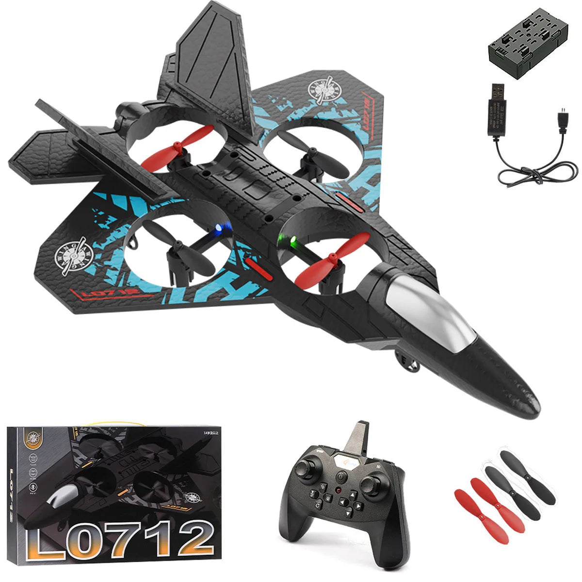 RC Plane 2.4G Remote Control Aircraft Gravity Sensing Helicopter Glider with Light EPP Foam Fighters for Boys Children