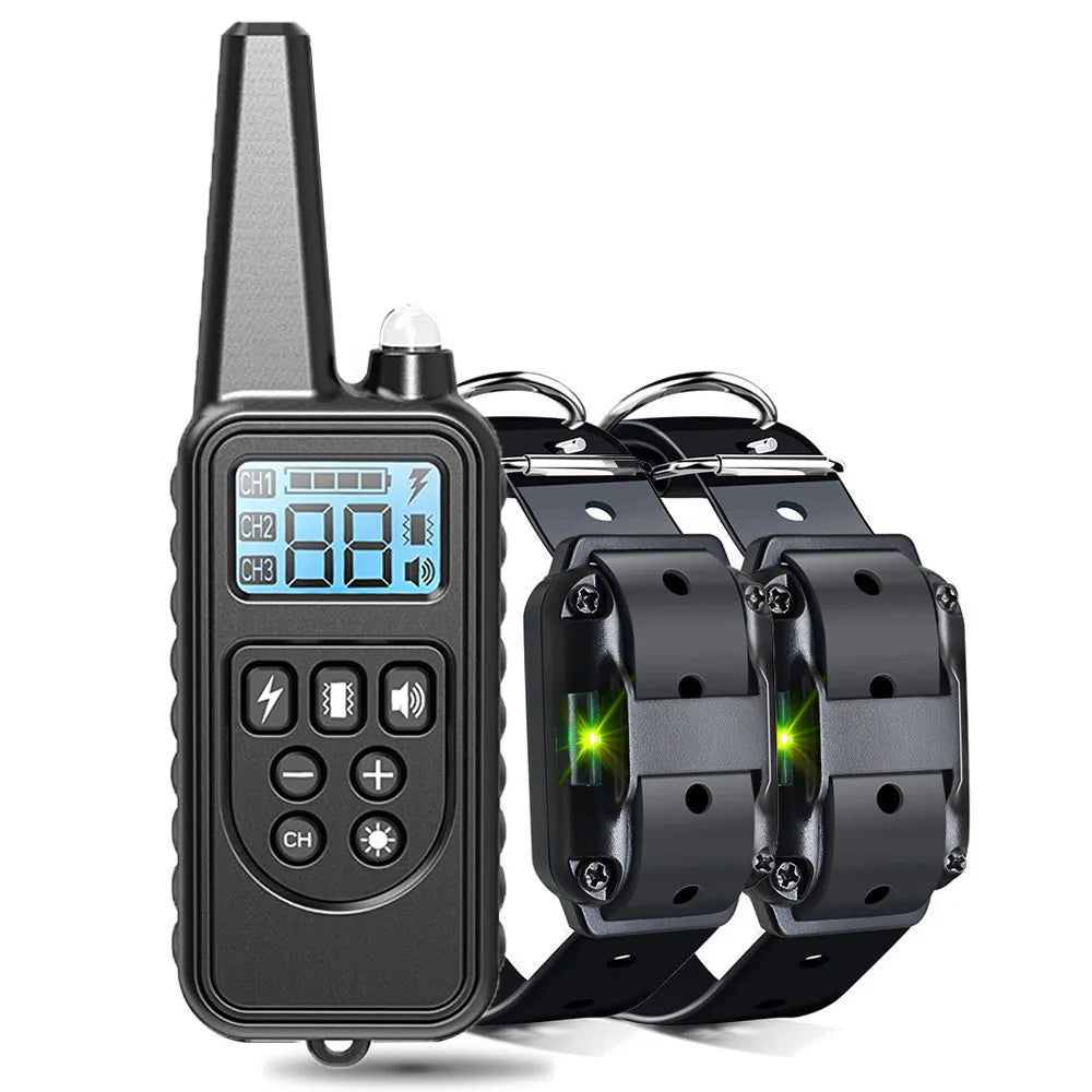 Dog Electric Training Collar Rechargeable Anti Barking Shock Vibration Collar Waterproof Trainer for All Dogs Pet with Clicker