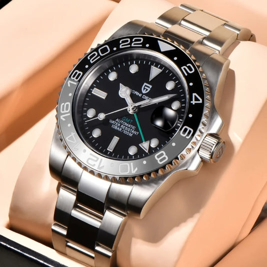PAGANI DESIGN GMT Watches Men's Luxury Automatic Mechanical Wrist watch Sapphire Glass 40MM Stainless Steel Waterproof Watch