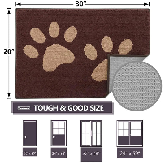 Olanly Quick Dry Chenille Mud Mat For Dogs, Dog Door Mat For Muddy Paws Absorbent Dirt Trapper Non-Slip INdoor Door Mat For Floor
