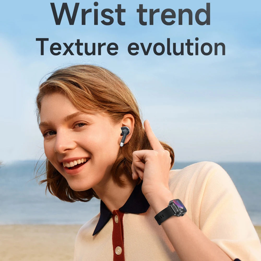 2025 New 2 In 1 TWS Headset BT Call Smart Watch NFC Smartwatch Sport Fitness Waterpoof Heart Rate Music PlayingWeather Headphone