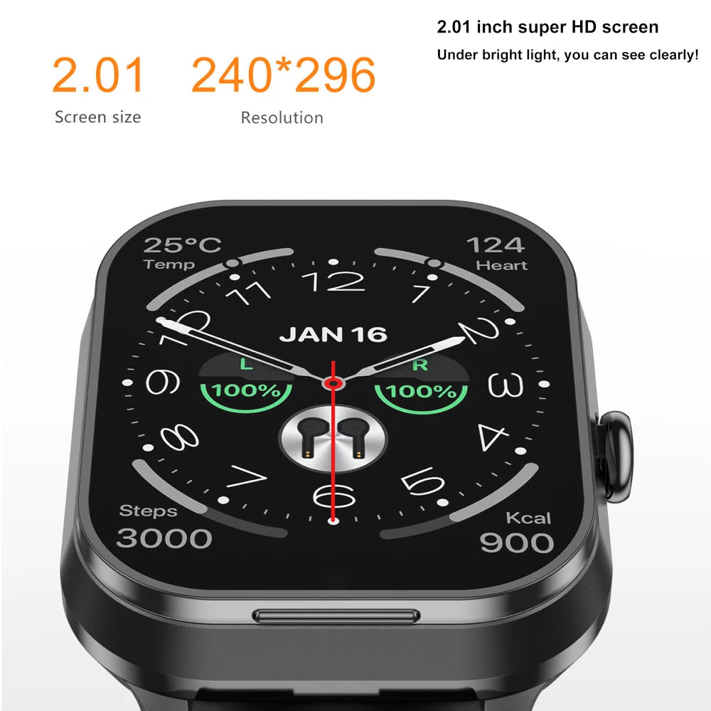 2025 New 2 In 1 TWS Headset BT Call Smart Watch NFC Smartwatch Sport Fitness Waterpoof Heart Rate Music PlayingWeather Headphone