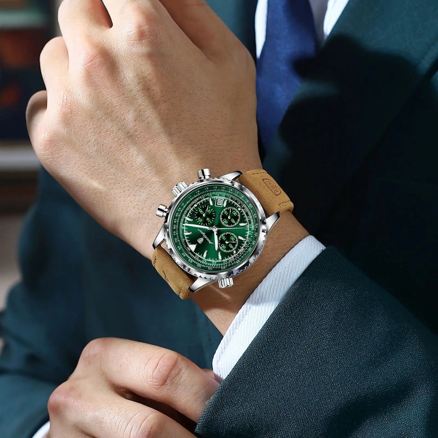 POEDAGAR Luxury Man Watch Quartz Waterproof Luminous Date Chronograph Leather Men Wrist watch Military Sports Men's Watches Reloj